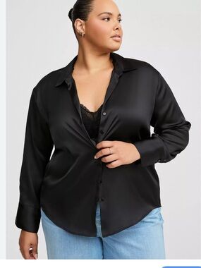 torrid Black Satin Shirt